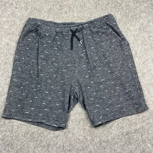 PUBLIC RECORD Terry Shorts Mens Large Fish Shark AOP Drawstring Waist Knit